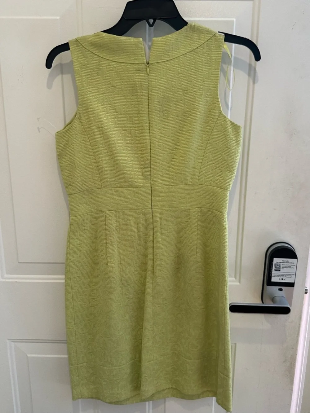 Jessica Howard Lime Green Sleeveless Sheath Dress with Yellow Bead Accents